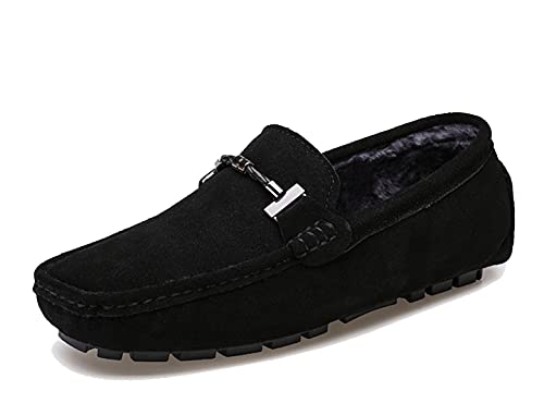 MINITOO Herren Casual Winter Mokassins Driving Loafers mit Schnalle YY5088 Schwarz EU 43 von MINITOO