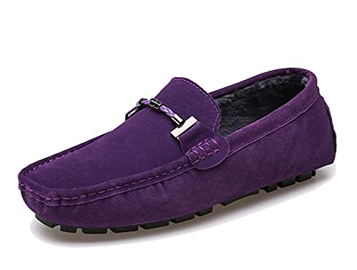 MINITOO Herren Casual Winter Mokassins Driving Loafers mit Schnalle YY5088 Violett EU 38 von MINITOO