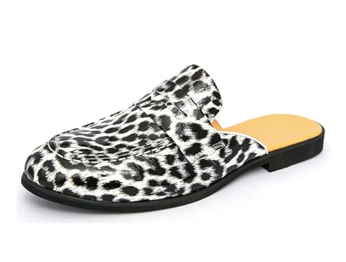 MINITOO Herren Clogs Pantoletten Schuhe Schlüpfen Sommer Schlapfen A04 Weiß Leopard EU 44 von MINITOO