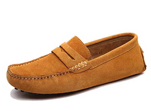 MINITOO Herren Klassisch Braun Wildleder Penny Loafers Sommer Mokkassins Schuhe YY2088 EU 40 von MINITOO