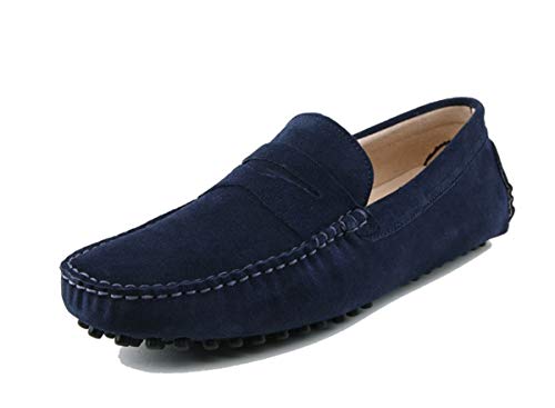 MINITOO Herren Klassisch Dunkelblau Wildleder Penny Loafers Sommer Mokkassins Schuhe YY2088 EU 46 von MINITOO