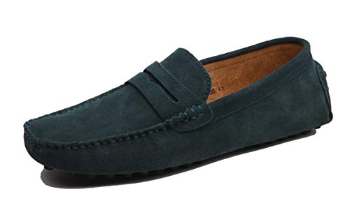 MINITOO Herren Klassisch Grun Wildleder Penny Loafers Sommer Mokkassins Schuhe YY2088 EU 39 von MINITOO
