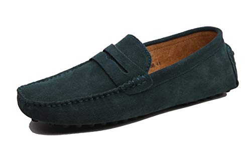 MINITOO Herren Klassisch Grun Wildleder Penny Loafers Sommer Mokkassins Schuhe YY2088 EU 43 von MINITOO