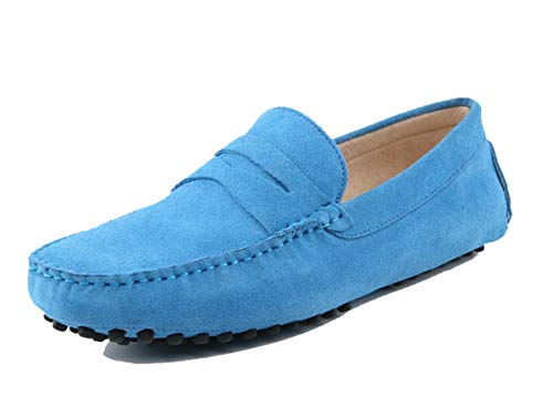 MINITOO Herren Klassisch Hellblau Wildleder Penny Loafers Sommer Mokkassins Schuhe YY2088 EU 40 von MINITOO