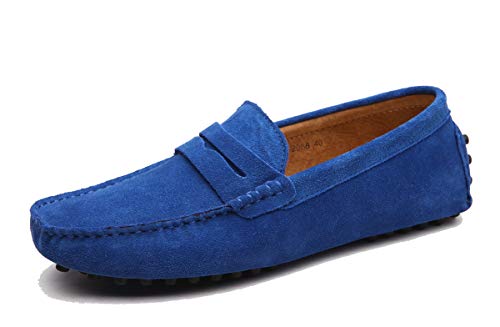 MINITOO Herren Klassisch Königsblau Wildleder Penny Loafers Sommer Mokkassins Schuhe YY2088 EU 47 von MINITOO