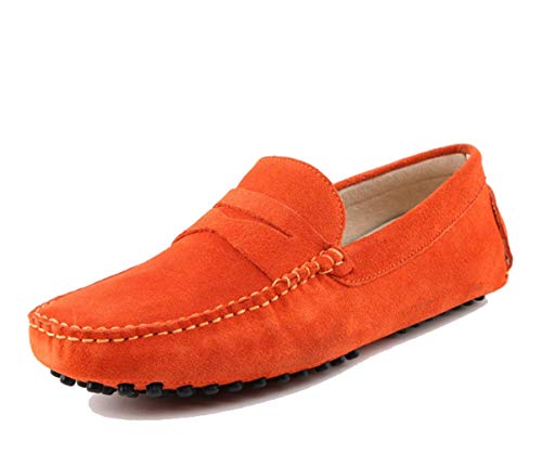 MINITOO Herren Klassisch Orange Wildleder Penny Loafers Sommer Mokkassins Schuhe YY2088 EU 41 von MINITOO