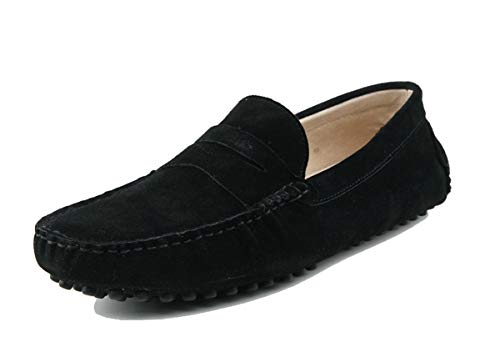 MINITOO Herren Klassisch Schwarz Wildleder Penny Loafers Sommer Mokkassins Schuhe YY2088 EU 38.5 von MINITOO