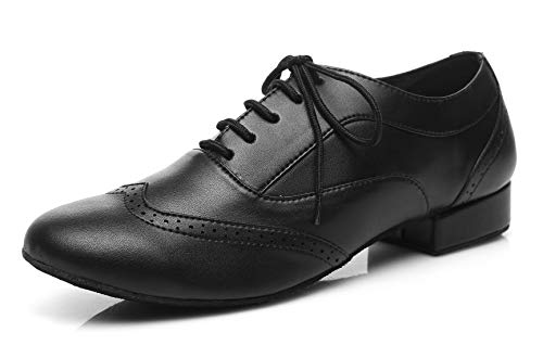 MINITOO Herren Klassische Leder Standard Tanzschuhe L421, Schwarz - Schwarz, 2 cm Absatz - Größe: 42 1/3 EU von MINITOO