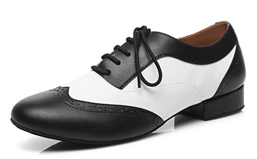 MINITOO Herren Klassische Leder Standard Tanzschuhe L421, Weiß - Schwarz Weiß 2 cm Absatz - Größe: 42 1/3 EU von MINITOO