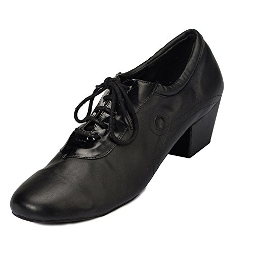 MINITOO Herren Latein Salsa Tango Schnursenkel Schwarz Glattleder Performance Tanzschuhe EU 44 von MINITOO