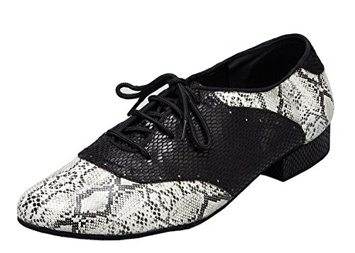 MINITOO Herren Latein Salsa Tango Snake Print Schwarz Synthetik Tanzschuhe EU 41.5 von MINITOO