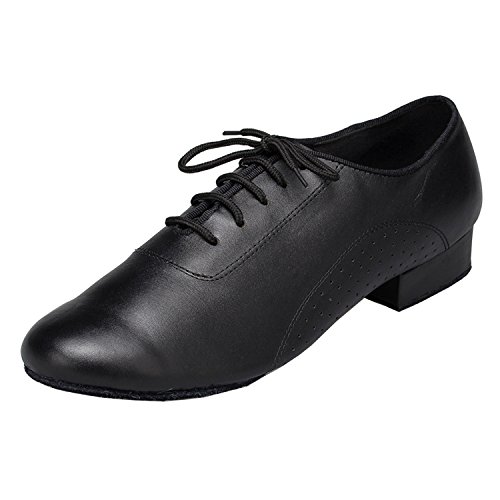 MINITOO Herren Latin Ballroom Schnursenkel 1 Inch Standard Schwarz Glattleder Sport Tanzschuhe EU 44.5 von MINITOO