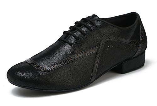 MINITOO Herren Latin Ballroom Wingtip Oxford Style Schwarz Glattleder Social Tanzschuhe EU 46 von MINITOO