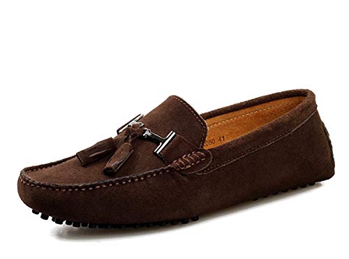 MINITOO Herren Loafers Schuhe Casual Driving Slipper Moccasins mit Quaste YY2080 Coffee EU 42 von MINITOO