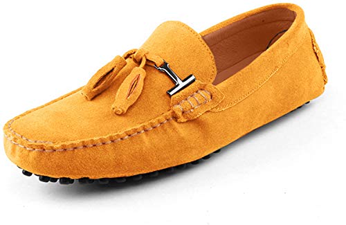 MINITOO Herren Loafers Schuhe Casual Driving Slipper Moccasins mit Quaste YY2080 Gelb EU 47 von MINITOO