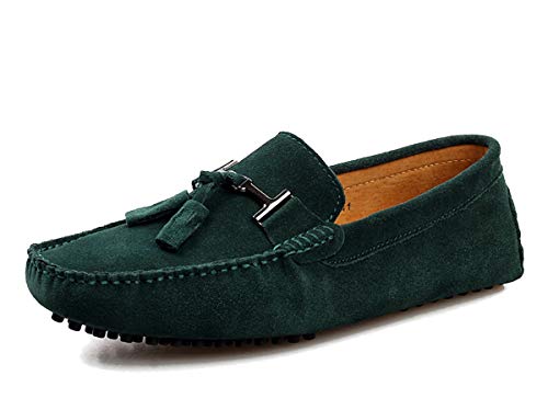 MINITOO Herren Loafers Schuhe Casual Driving Slipper Moccasins mit Quaste YY2080 Grün EU 40.5 von MINITOO