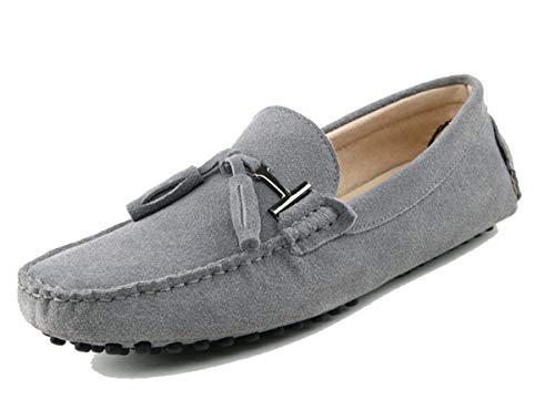 MINITOO Herren Loafers Schuhe Casual Driving Slipper Moccasins mit Quaste YY2080 Hellgrau EU 44 von MINITOO