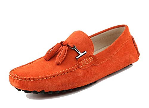 MINITOO Herren Loafers Schuhe Casual Driving Slipper Moccasins mit Quaste YY2080 Orange EU 44 von MINITOO