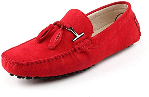 MINITOO Herren Loafers Schuhe Casual Driving Slipper Moccasins mit Quaste YY2080 Rot EU 47 von MINITOO