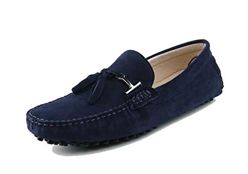 MINITOO Herren Loafers Schuhe Casual Driving Slipper Moccasins mit Quaste YY2080 Dunkelblau EU 39.5 von MINITOO