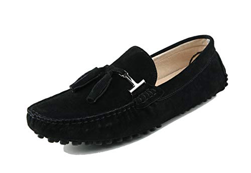 MINITOO Herren Loafers Schuhe Casual Driving Slipper Moccasins mit Quaste YY2080 Schwarz EU 39 von MINITOO