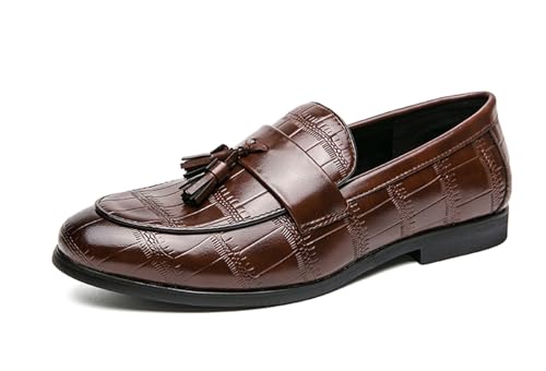 MINITOO Herren Slip On Loafers Schuhe mit Quaste Bequem Sommer Mokassins Y2209 Braun EU 38 von MINITOO