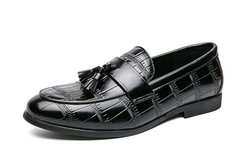MINITOO Herren Slip On Loafers Schuhe mit Quaste Bequem Sommer Mokassins Y2209 Schwarz EU 39 von MINITOO