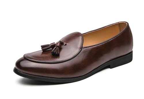 MINITOO Herren Slip On Loafers Schuhe mit Quaste Bequem Sommer Mokassins Y2215 Braun EU 43 von MINITOO