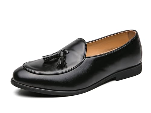 MINITOO Herren Slip On Loafers Schuhe mit Quaste Bequem Sommer Mokassins Y2215 Schwarz EU 43 von MINITOO