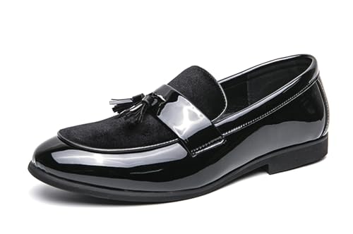 MINITOO Herren Slip On Loafers Schuhe mit Quaste Bequem Sommer Mokassins Y2226 Schwarz EU 42 von MINITOO