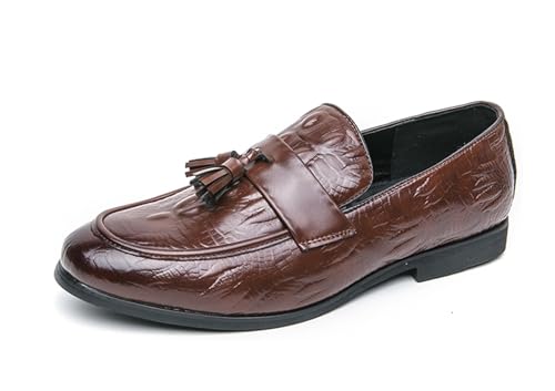 MINITOO Herren Slip On Loafers Schuhe mit Quaste Bequem Sommer Mokassins Y2229 Braun EU 41 von MINITOO