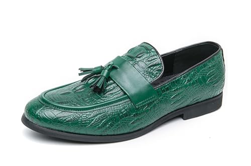 MINITOO Herren Slip On Loafers Schuhe mit Quaste Bequem Sommer Mokassins Y2229 Grün EU 42 von MINITOO