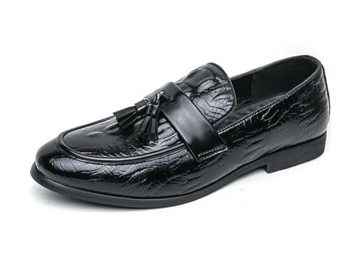 MINITOO Herren Slip On Loafers Schuhe mit Quaste Bequem Sommer Mokassins Y2229 Schwarz EU 38 von MINITOO