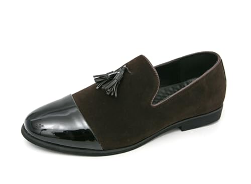 MINITOO Herren Slip On Loafers Schuhe mit Quaste Bequem Sommer Mokassins Y2233 Braun EU 44 von MINITOO