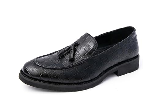 MINITOO Herren Slip On Loafers Schuhe mit Quaste Bequem Sommer Mokassins Y6205 Schwarz EU 41 von MINITOO