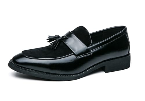 MINITOO Herren Slip On Loafers Schuhe mit Quaste Bequem Sommer Mokassins Y8735 Schwarz EU 38 von MINITOO