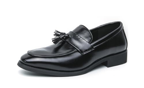MINITOO Herren Slip On Loafers Schuhe mit Quaste Bequem Sommer Mokassins Y8777 Schwarz EU 38 von MINITOO