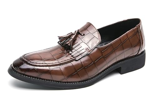 MINITOO Herren Slip On Loafers Schuhe mit Quaste Bequem Sommer Mokassins Y8785 Braun EU 40 von MINITOO