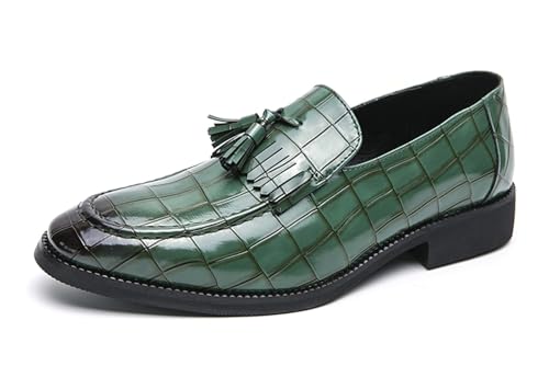 MINITOO Herren Slip On Loafers Schuhe mit Quaste Bequem Sommer Mokassins Y8785 Grün EU 45 von MINITOO