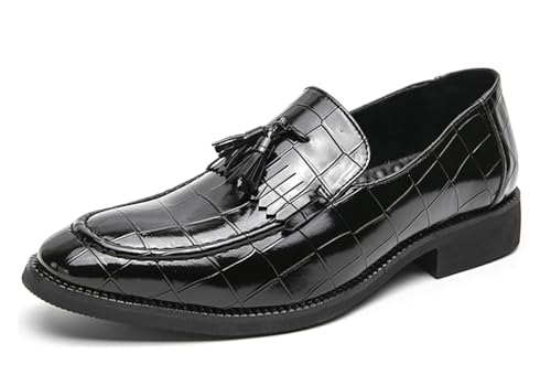 MINITOO Herren Slip On Loafers Schuhe mit Quaste Bequem Sommer Mokassins Y8785 Schwarz EU 40 von MINITOO