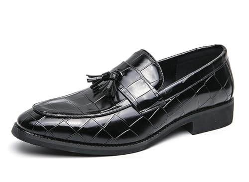 MINITOO Herren Slip On Loafers Schuhe mit Quaste Bequem Sommer Mokassins Y8787 Schwarz EU 38 von MINITOO