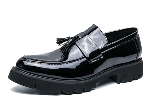 MINITOO Herren Slip On Loafers Schuhe mit Quaste Bequem Sommer Mokassins Y8855 Schwarz EU 38 von MINITOO