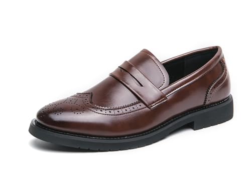 MINITOO Herren Slip On Mokassins Schuhe mit Schnalle Casual Sommer Loafers Y1116 Braun EU 38 von MINITOO