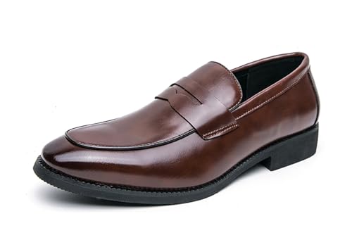 MINITOO Herren Slip On Mokassins Schuhe mit Schnalle Casual Sommer Loafers Y87201 Braun EU 42 von MINITOO