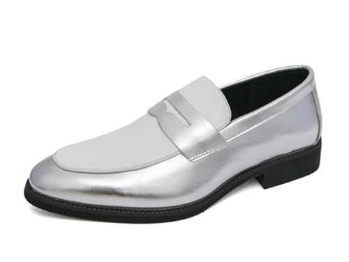 MINITOO Herren Slip On Mokassins Schuhe mit Schnalle Casual Sommer Loafers Y87212 Weiß/Silber EU 41 von MINITOO