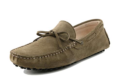 MINITOO Herren Sommer Slipper Moccasins Comfortable Driving Loafers mit Knoten YY2081 Khaki EU 40.5 von MINITOO