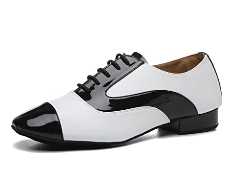 MINITOO Junge Herren Tanzschuhe Standard Latein Ballsaal Schuhe Tango Salsa Tanze Schuhe L495 Schwarz Weib EU 44 von MINITOO