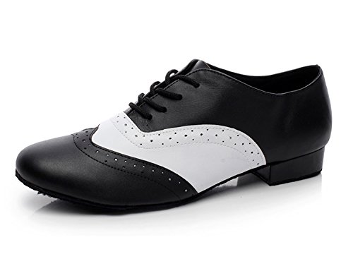 MINITOO Herren Tanzschuhe Standard Schwarz/Weib Leder Latein Schuhe TH9011 EU 43.5 von MINITOO