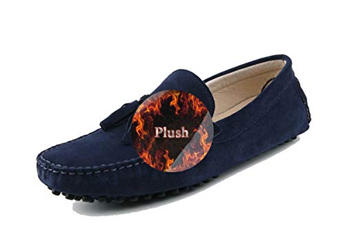 MINITOO Herren Winter Loafers Schuhe Casual Driving Slipper Moccasins mit Quaste YY2080 Dunkelblau EU 47 von MINITOO