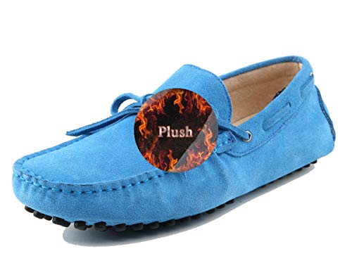 MINITOO Herren Winter Slipper Moccasins Comfortable Driving Loafers mit Knotent YY2081 Hellblau EU 45 von MINITOO